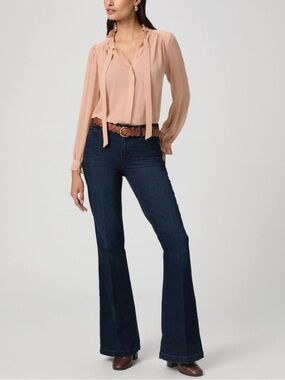 PAIGE Genevieve Dark Indigo Flare Jeans Size 23